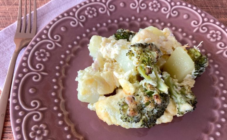 Batata gratinada com brócolis