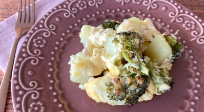 Batata gratinada com brócolis
