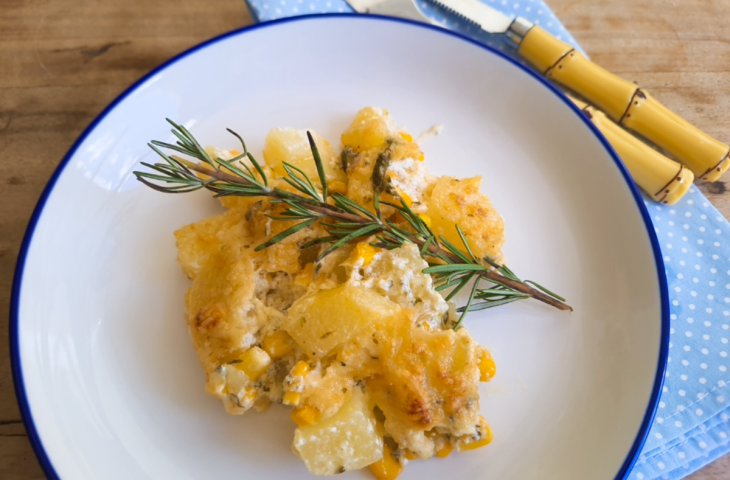 Batata gratinada com milho simples