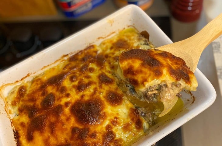 Batata gratinada com sardinha