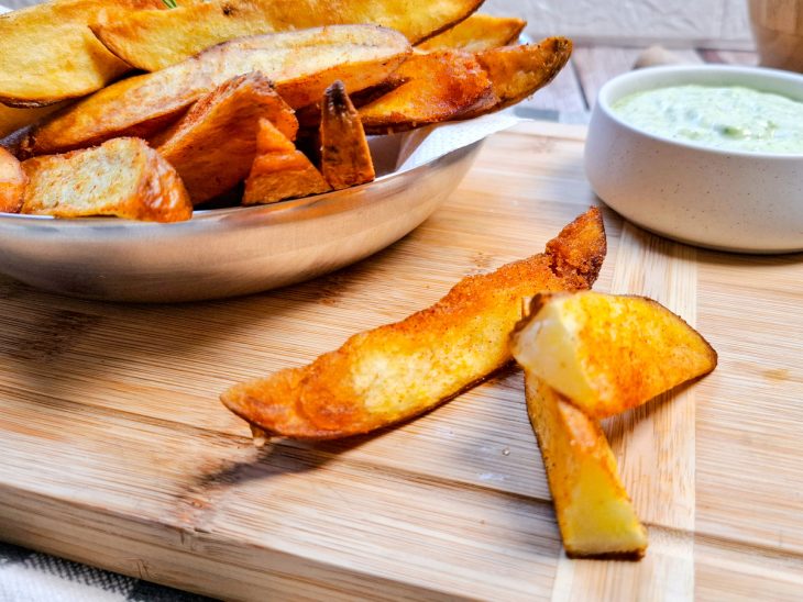 Batata rústica com páprica servida.