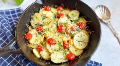 Batatas douradas e gratinadas