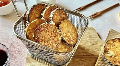 Berinjela empanada com queijo