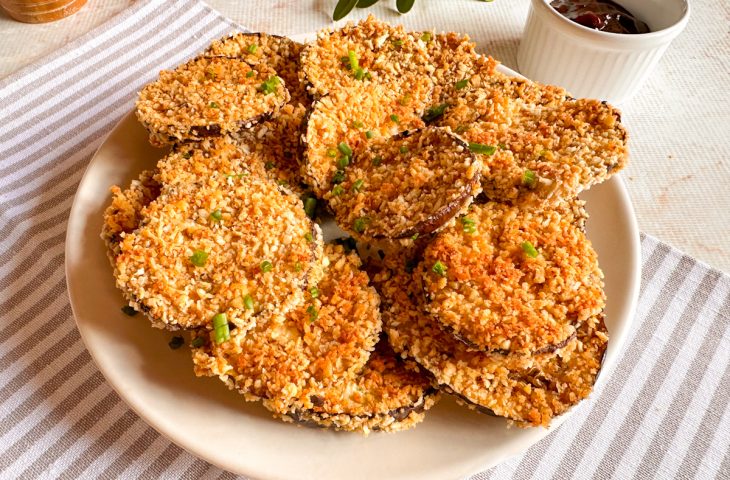 Berinjela no forno crocante