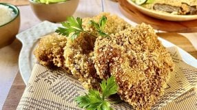 Bife à milanesa com trigo