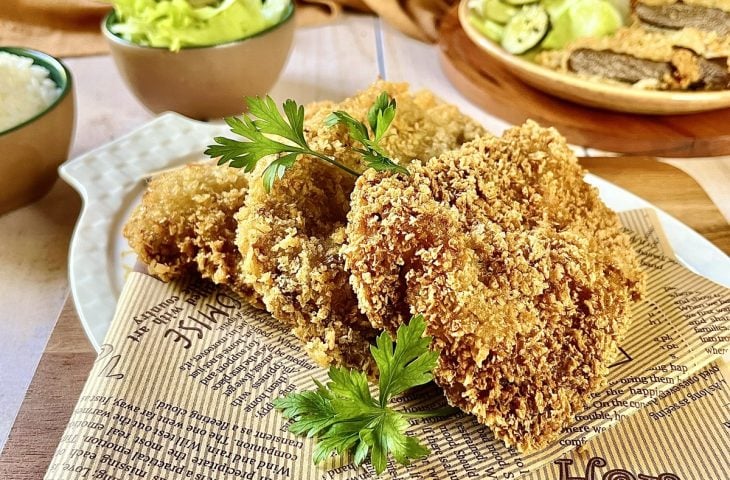 Bife à milanesa com trigo