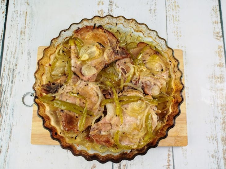 Bistecas após tempo de forno.