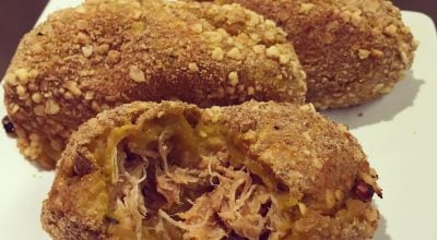 Bolinho de abóbora com pernil