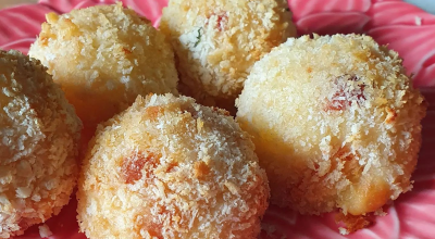 Bolinho de batata e bacon