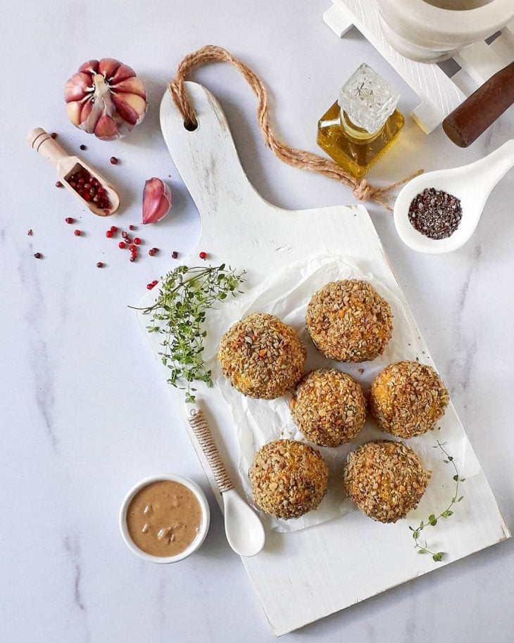 Bolinho de mandioquinha com shitake