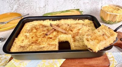 Bolo cremoso de flocão e coco