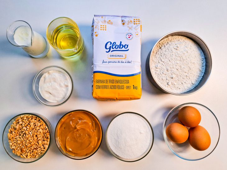 ingredientes para preparo de bolo de amendoim