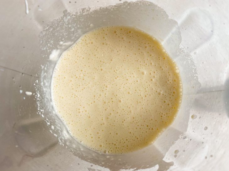 Fermento adicionado e incorporado no liquidificador.