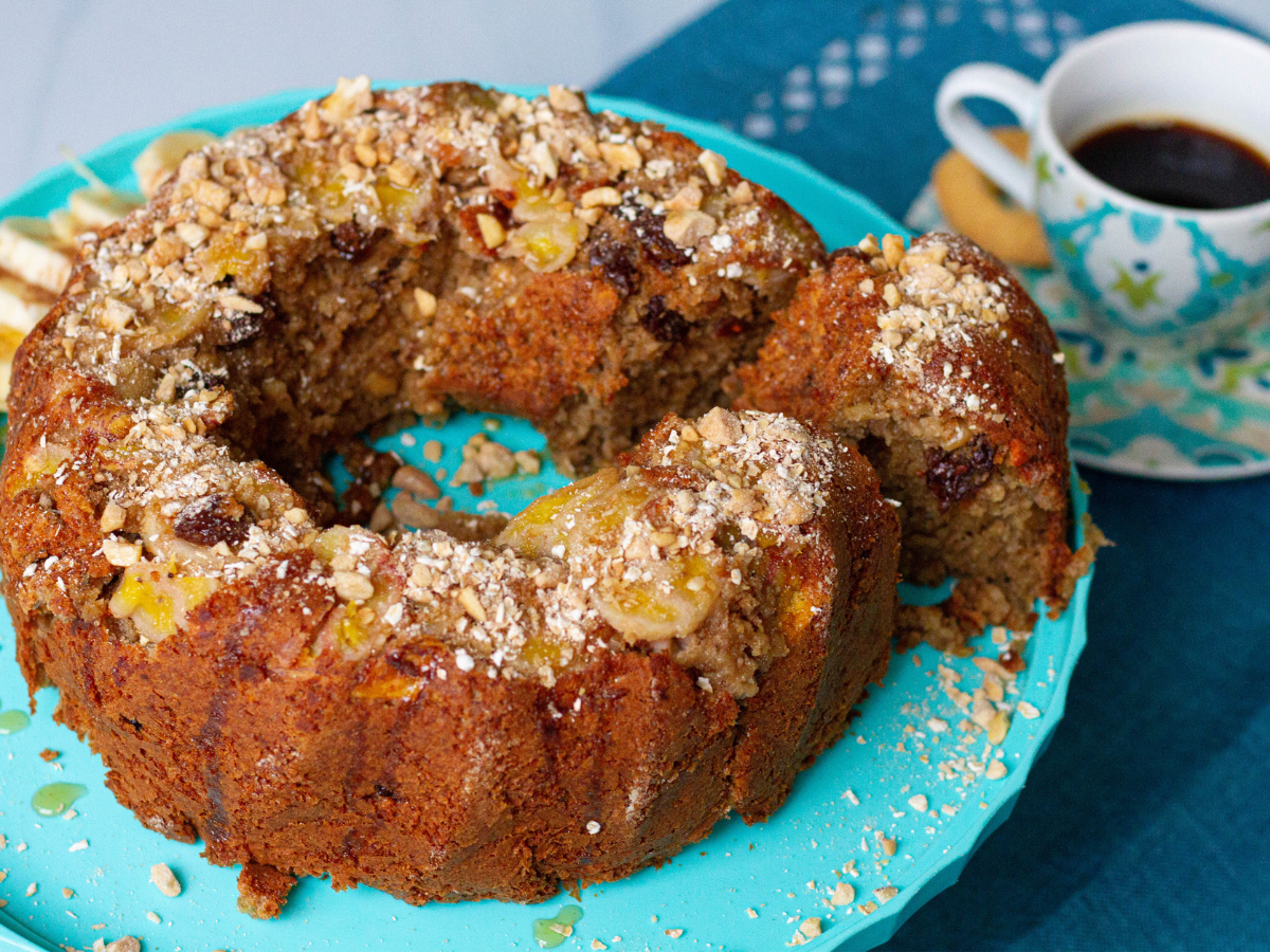 Bolo de banana com aveia