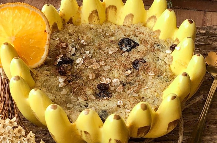 Bolo de banana low carb de micro-ondas