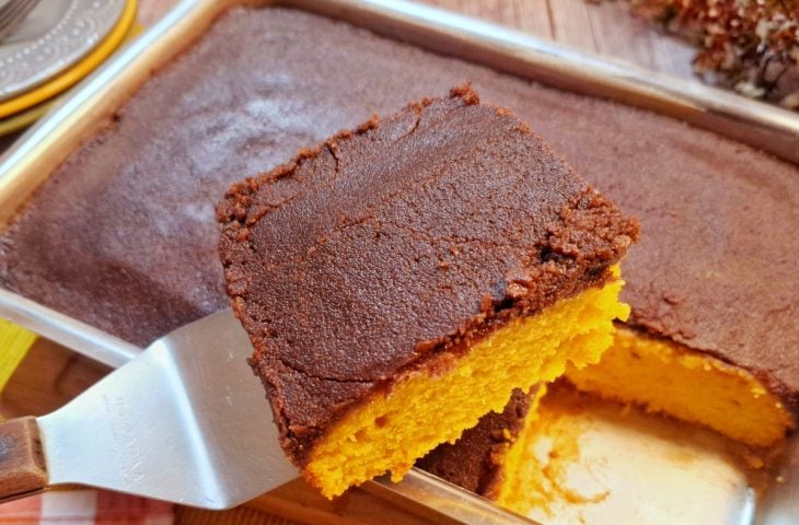 Bolo de cenoura com cobertura de chocolate durinha
