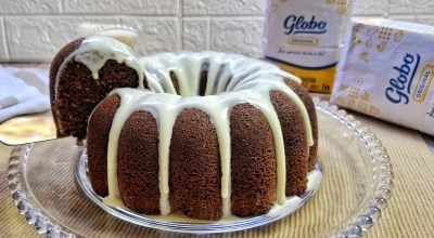 Bolo de chocolate com cobertura de Ninho
