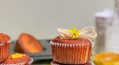 Bolo de fubá com laranja e coco