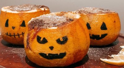 Bolo de laranja de Halloween