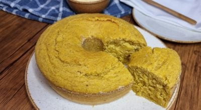 Bolo de milho sem lactose sem glúten e vegano