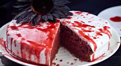 Bolo red velvet de Halloween