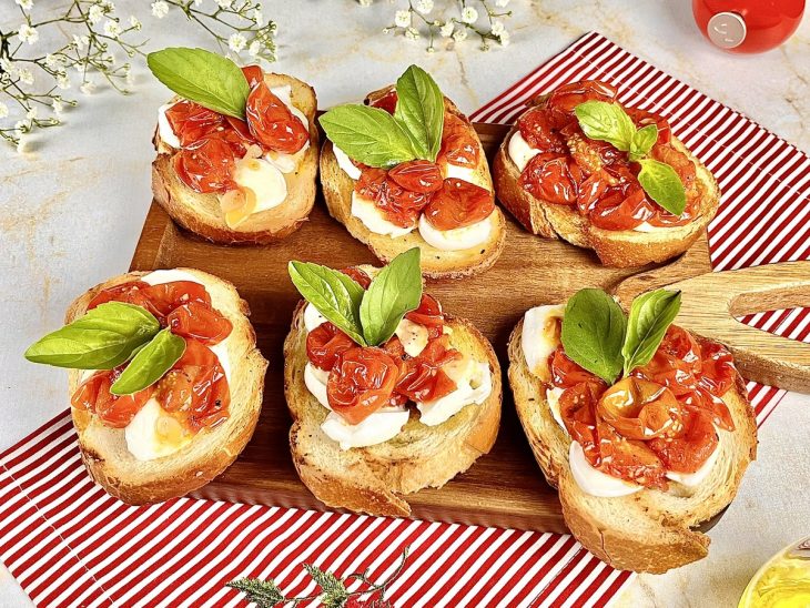 bruschettas finalizadas e servidas