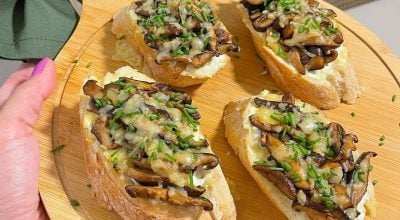 Bruschettas de shitake com cream cheese