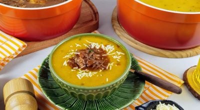 Caldo de abóbora com ragu de costela