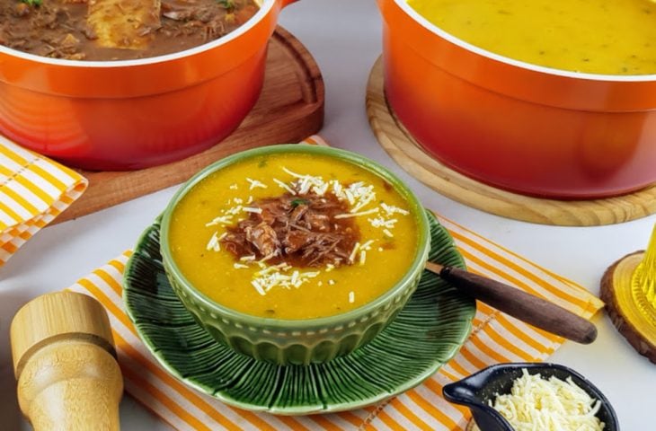 Caldo de abóbora com ragu de costela