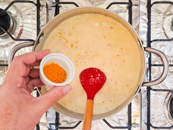 Mistura da panela com temperos.