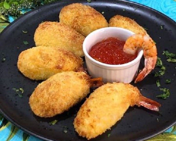Camarão empanado com requeijão na airfryer