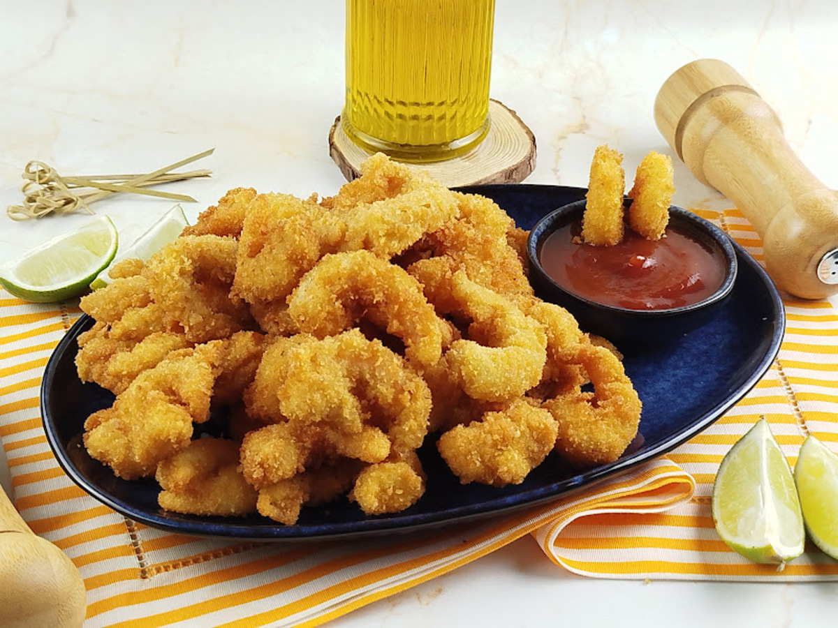 Camarão empanado na farinha panko