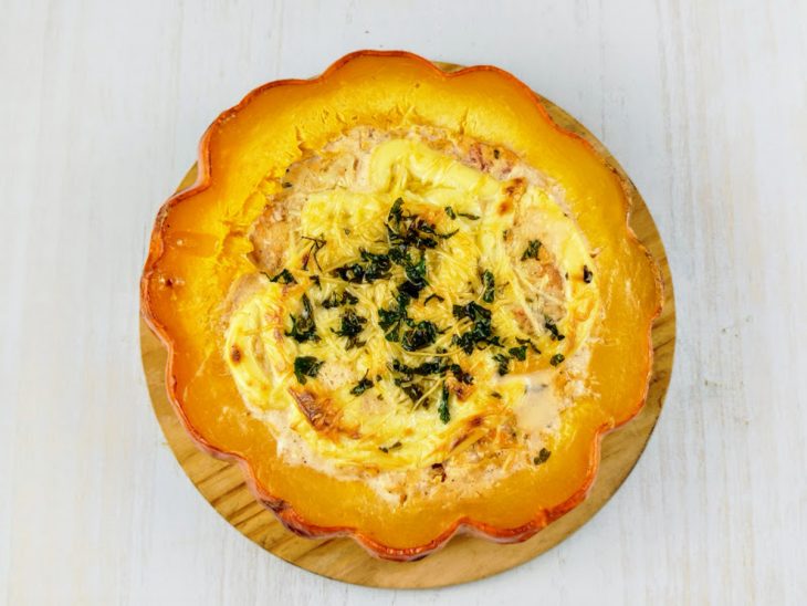 moranga com queijo gratinado pronta.
