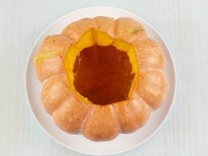 Abóbora aberta sem sementes.