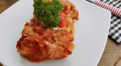 Canelone de presunto e queijo com massa de pastel