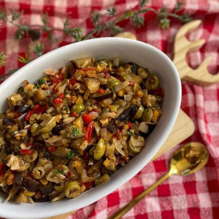 Caponata de berinjela na airfryer