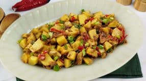 Cará-moela com cebolas caramelizadas