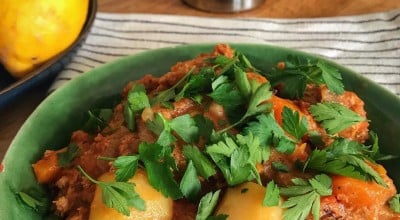 Carne de panela com batata vegana