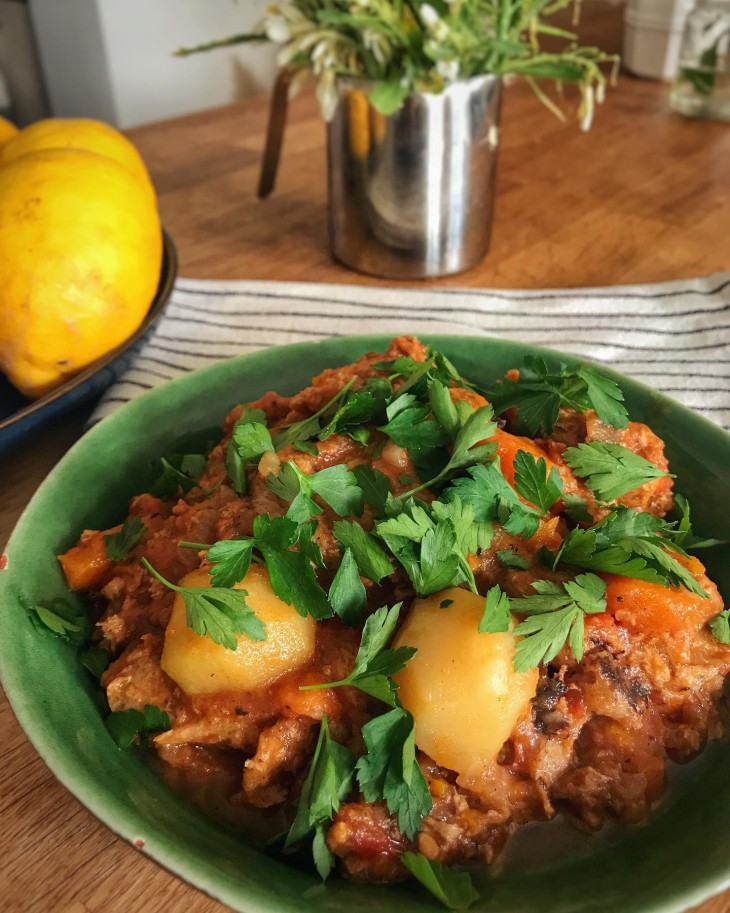 Carne de panela com batata vegana