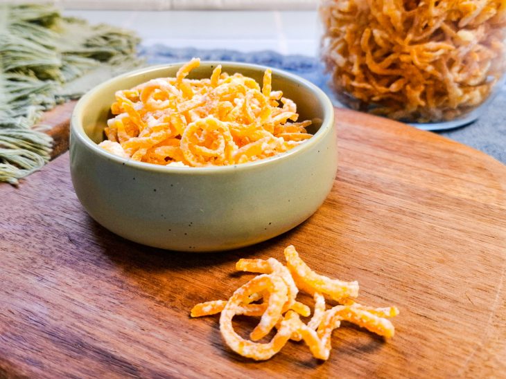 casaca de laranja cristalizada finalizada.