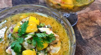 Ceviche de lagostim com manga