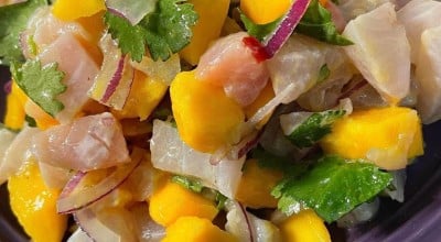 Ceviche de tilápia com manga