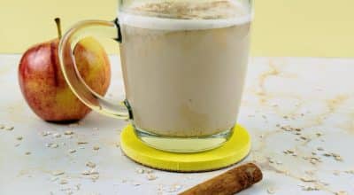 Chá com leite de aveia e maçã