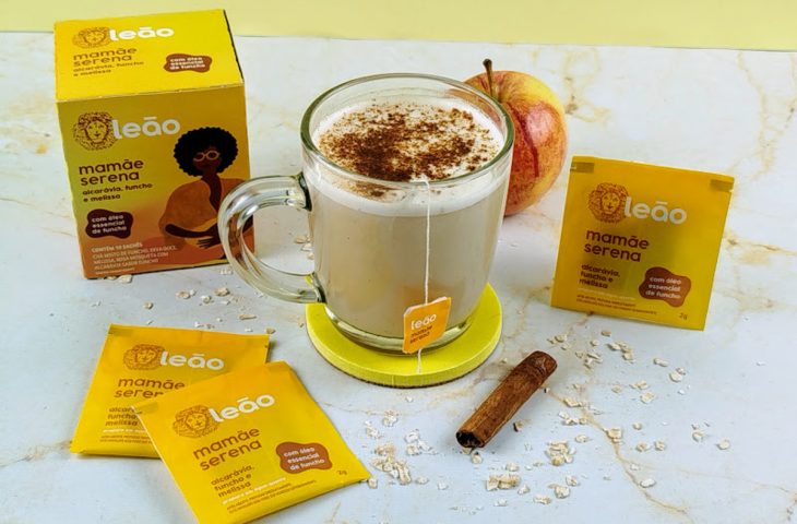 Chá com leite de aveia e maçã