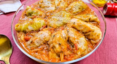 Charuto de repolho com carne moída