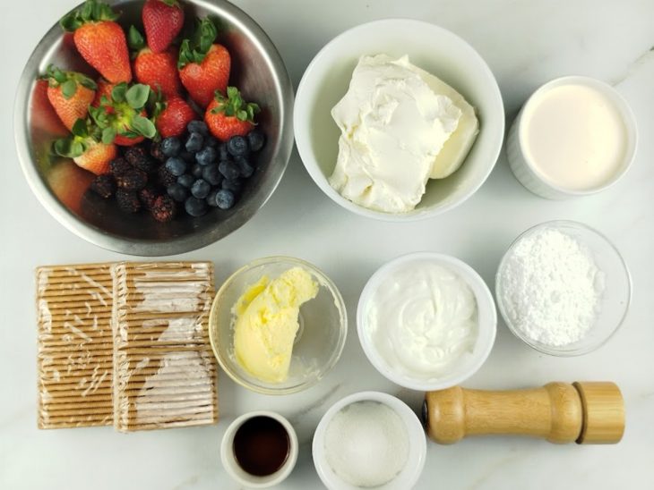 Ingredientes separados para o preparo da receita.