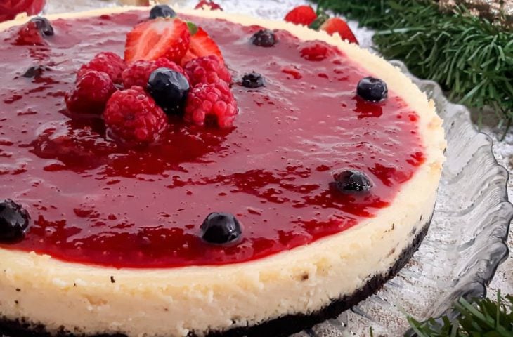 Cheesecake de frutas vermelhas e Oreo