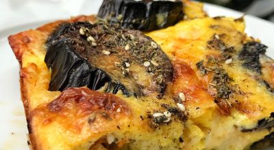 Cheesecake salgada de berinjela com tomate seco
