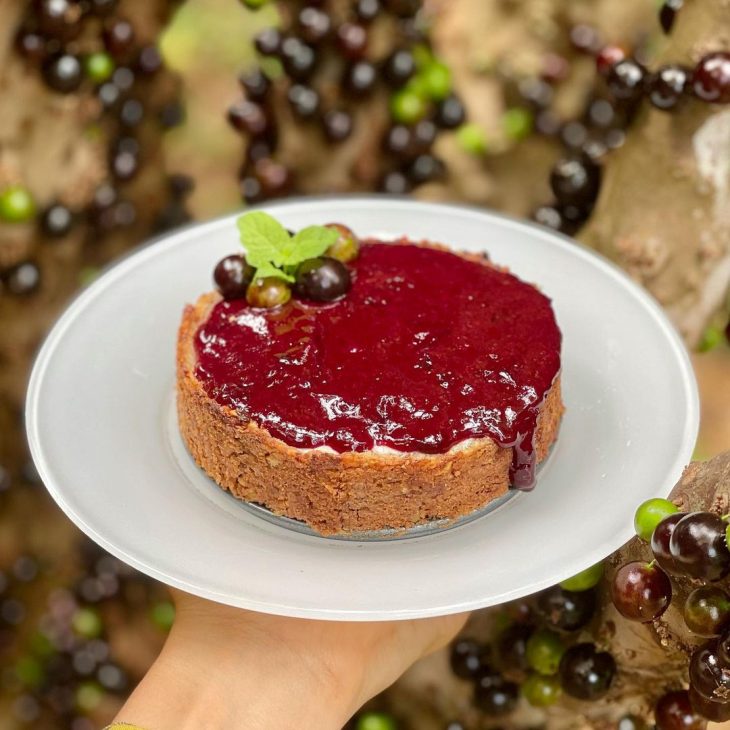 Cheesecake vegana de jabuticaba