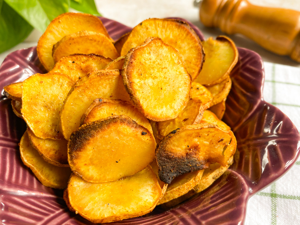 Chips de batata-doce na air fryer
